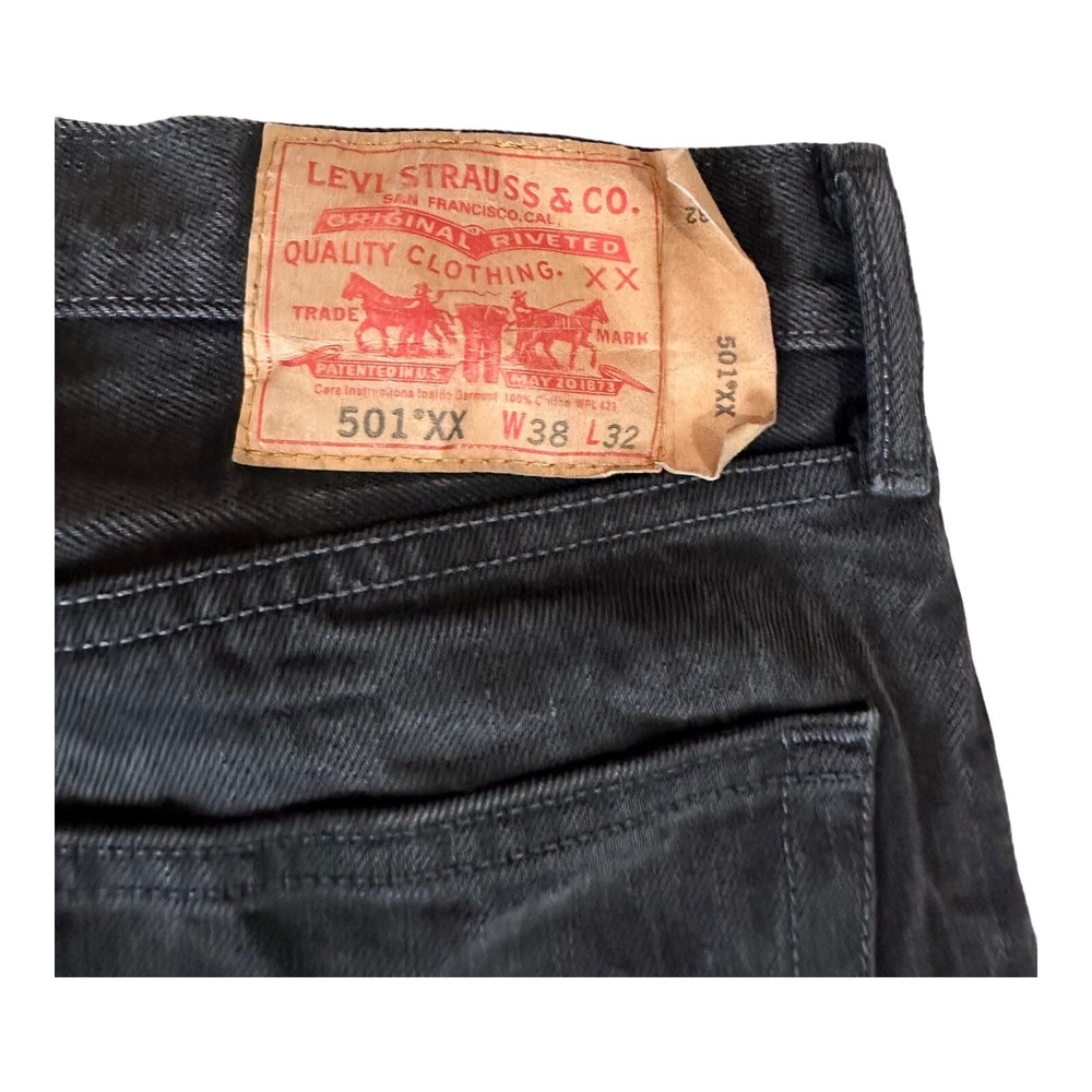 Vintage Levis 501XX Jeans Men 38x32 (37x30) Blue Denim Straight Leg Button Fly - Picture 9 of 10